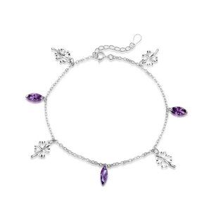 14k Gold Amethyst Diamonds Sterling Silver Bracelet/Anklet